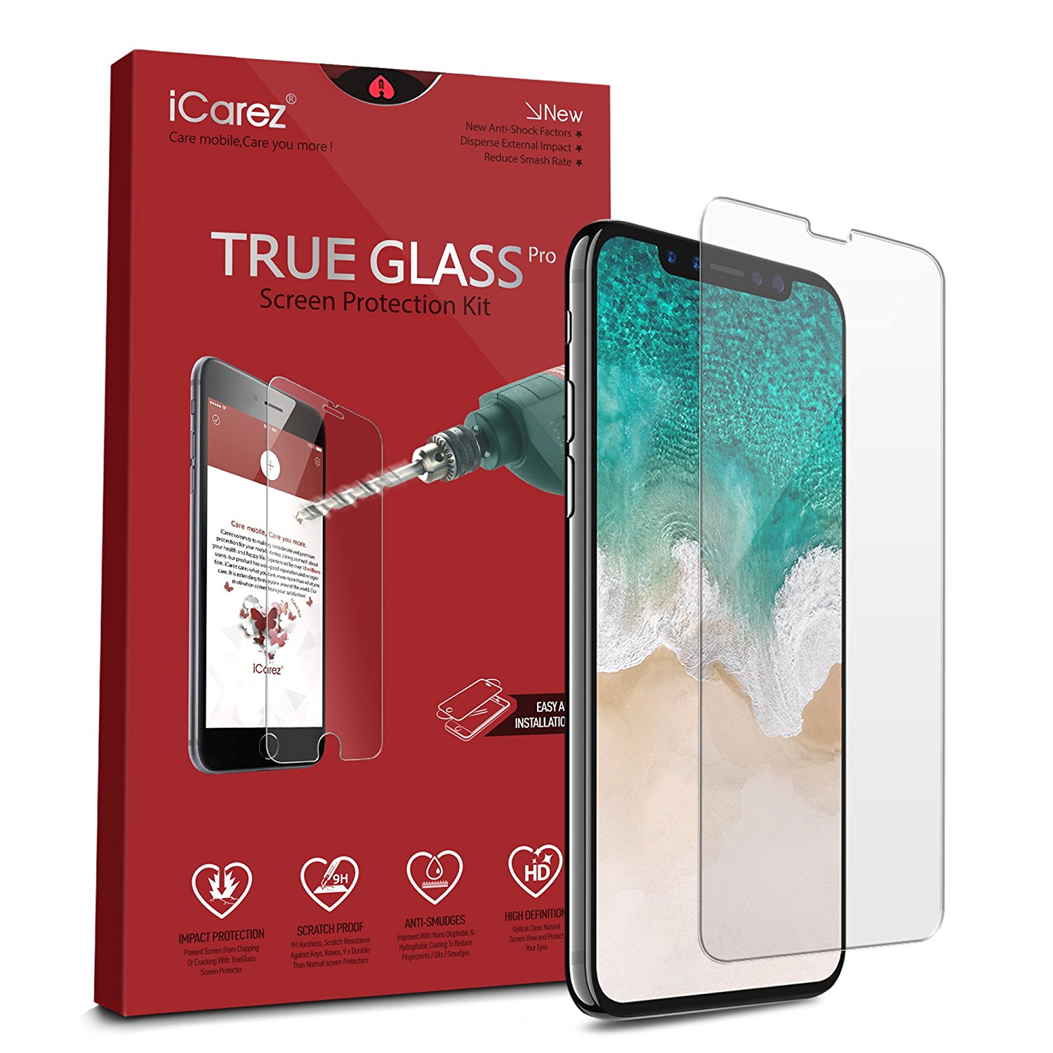 0.2MM Tempered Glass for iPhone X 2-Pack