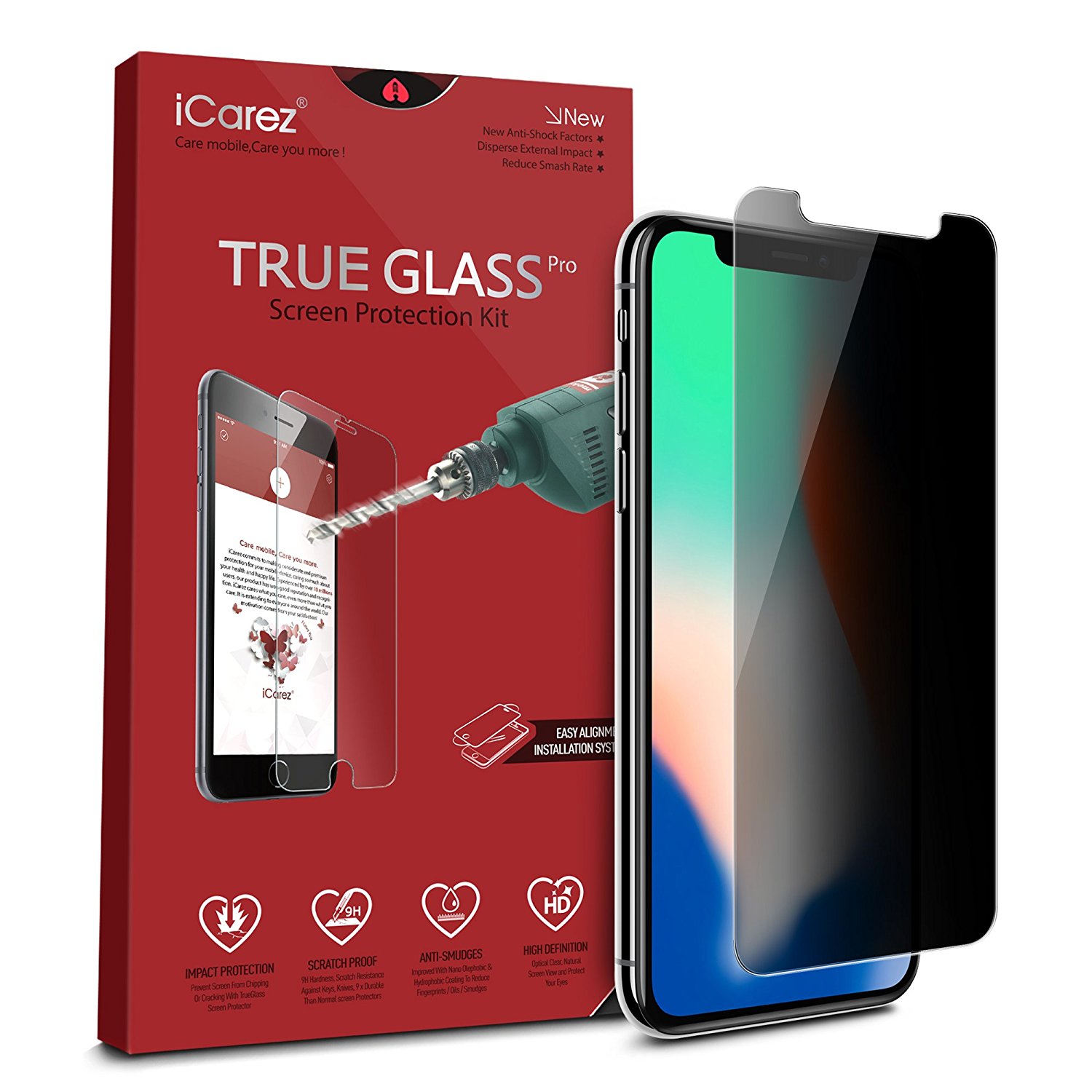 iPhone X 2Way 180 Degree Privacy Tempered Glass